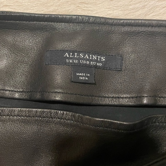 All Saints Andy Leather Mini Skirt 8 - Picture 3 of 11